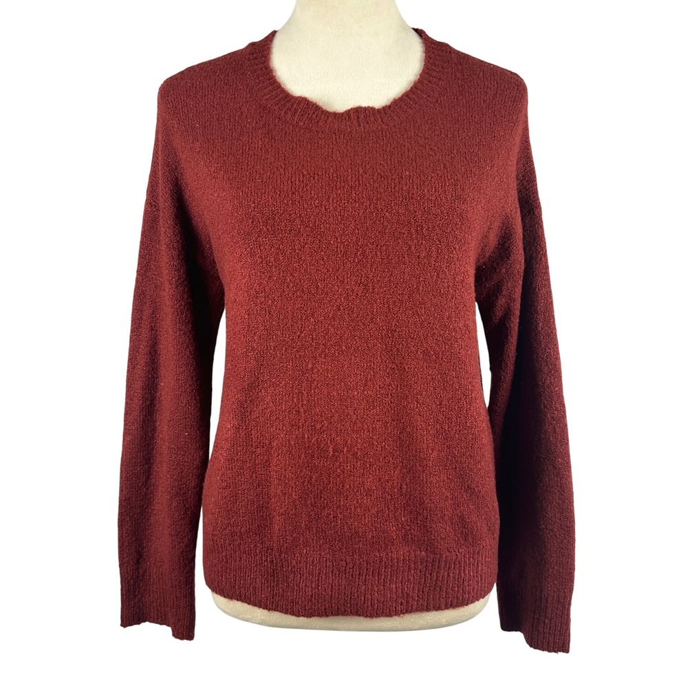 Forever 21 Women Small Burgundy Texturedโ Crew Neck Long Sleeve Pullover Sweater